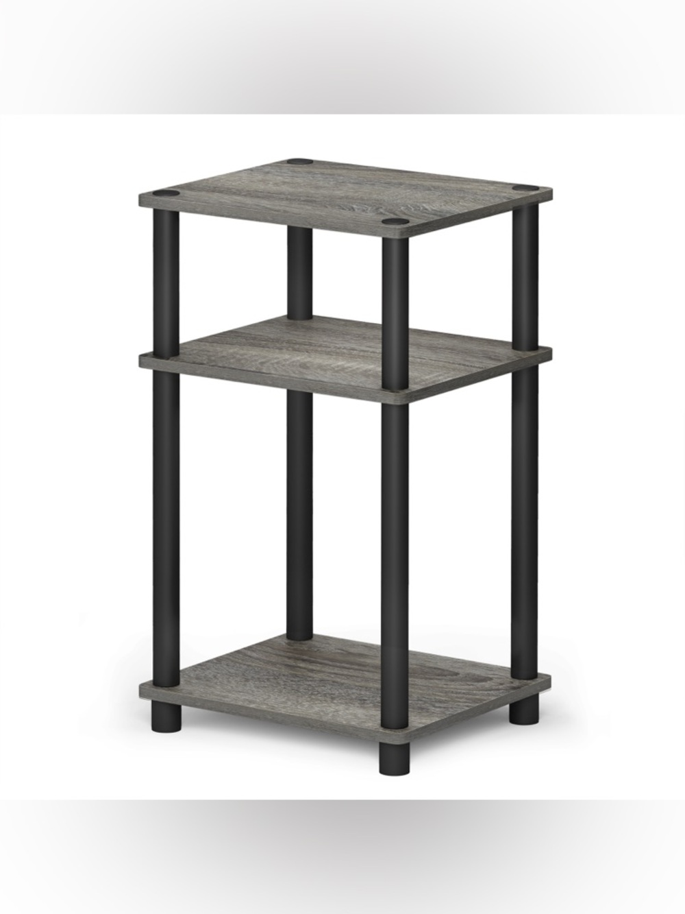 NEW Furinno Just 3-Tier Turn-N-Tube End Table 1-Pack French Oak/Black